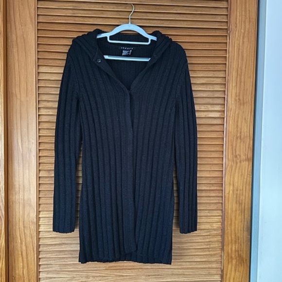 VINCE CHUNKY RIBBED LONG WOOL CHARCOAL GRAY CARDIGAN - S - Picture 2 of 7